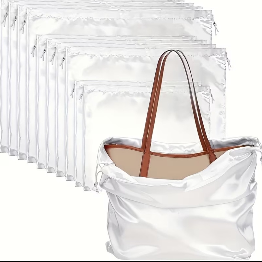 2 WHITE SATIN LIKE PROTECTIVE BAG COVER - Picture 3 of 3